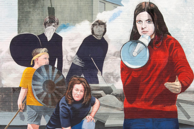 Mural featuring a young Bernadette Devlin